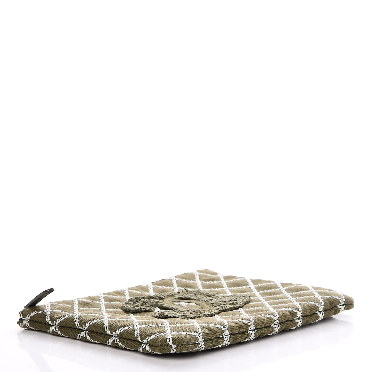 Canvas Double Stitch CC Medium Cosmetic Case Green
