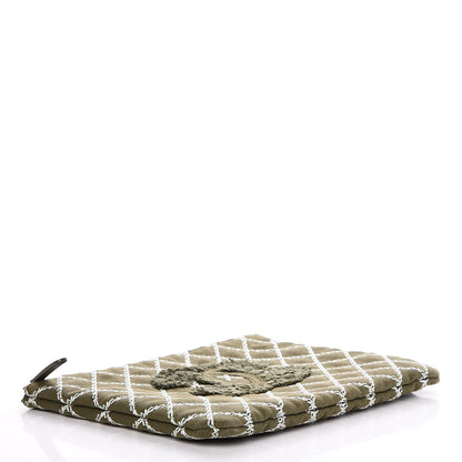 Chanel Canvas Double Stitch CC Medium Cosmetic Case Green 4 of 7