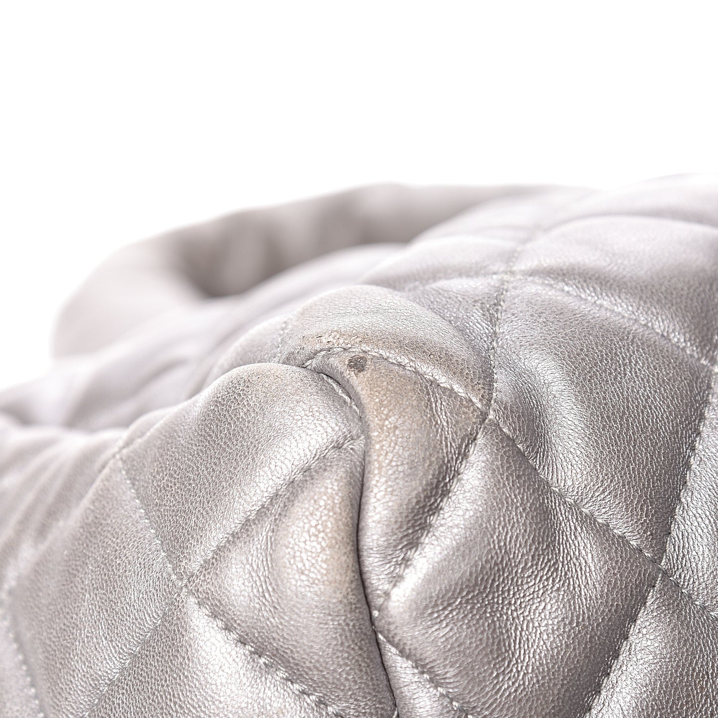 Metallic Lambskin Quilted Coco Cocoon Bowler Silver