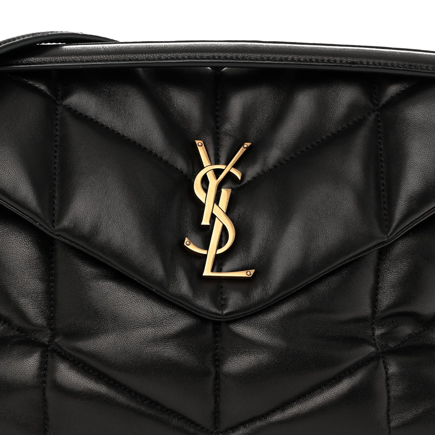 Lambskin Quilted Medium Loulou Puffer Monogram Chain Satchel Black