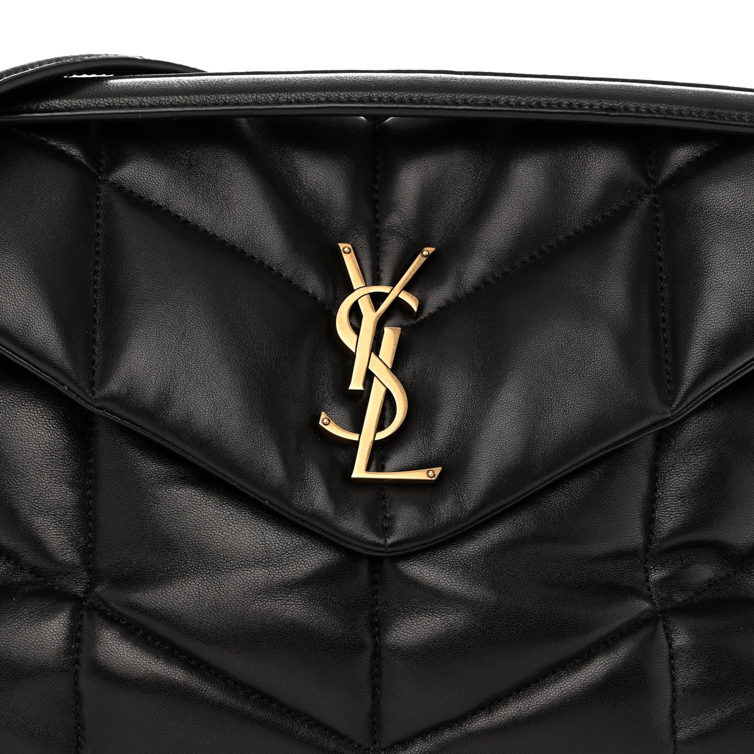 Saint Laurent Lambskin Quilted Medium Loulou Puffer Monogram Chain Satchel Black 7 of 9