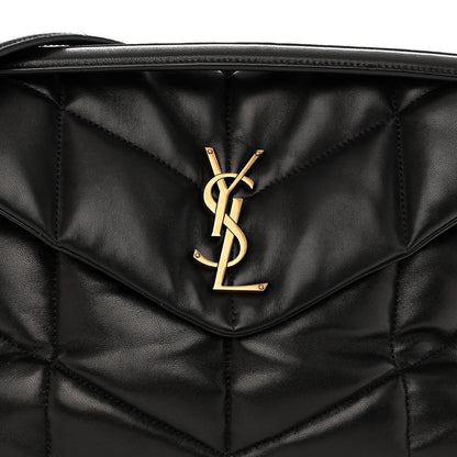 Saint Laurent Lambskin Quilted Medium Loulou Puffer Monogram Chain Satchel Black 7 of 9