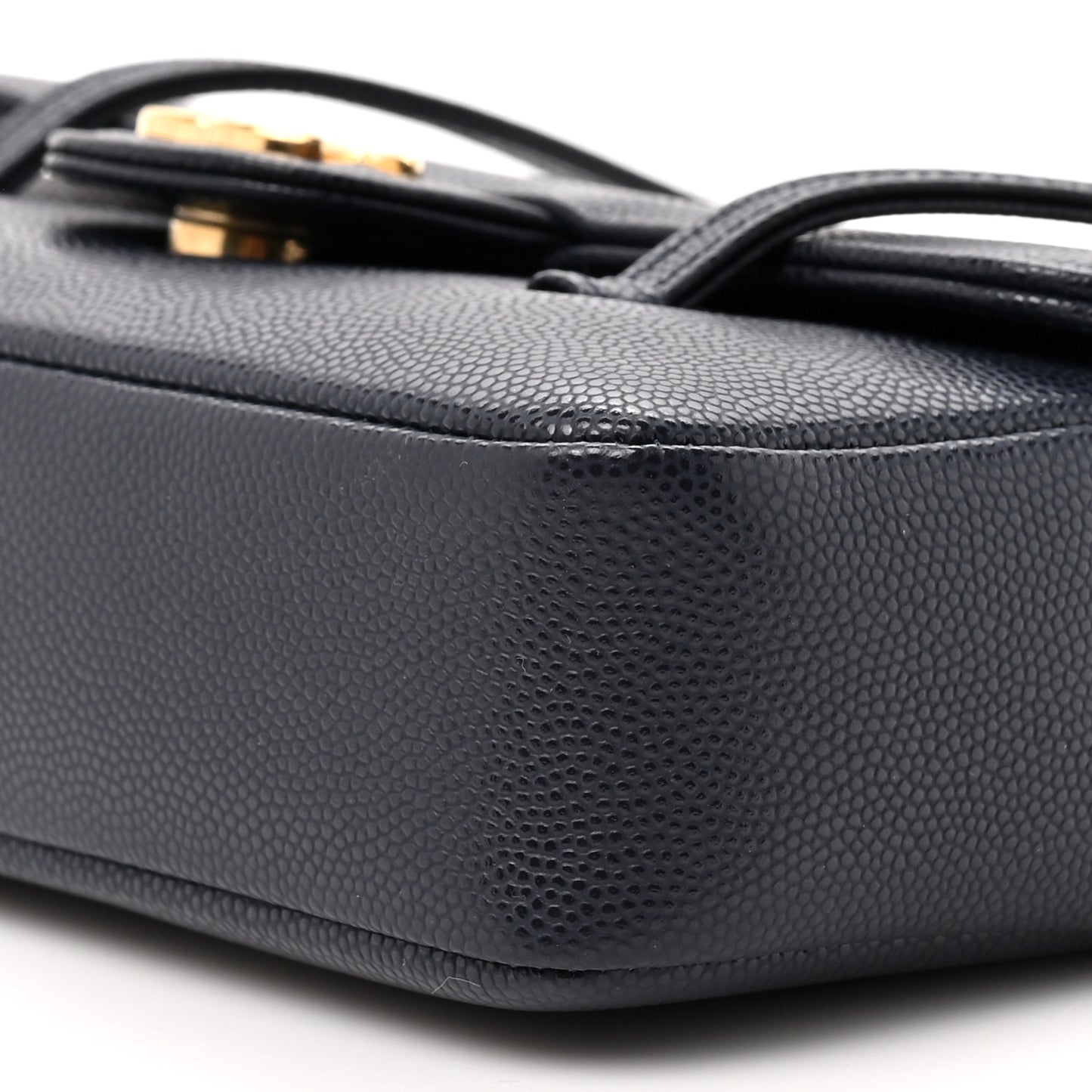 Shiny Caviar Mini Preppy Coco Shoulder Bag Dark Blue