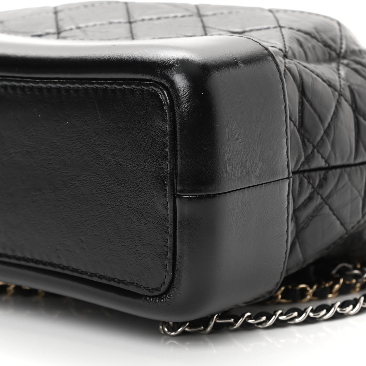 Aged Calfskin Quilted Small Gabrielle Backpack Black