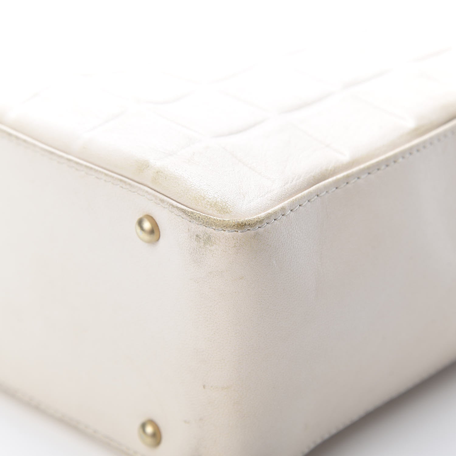 Chanel Lambskin Quilted Chocolate Bar Tote White 11 of 20