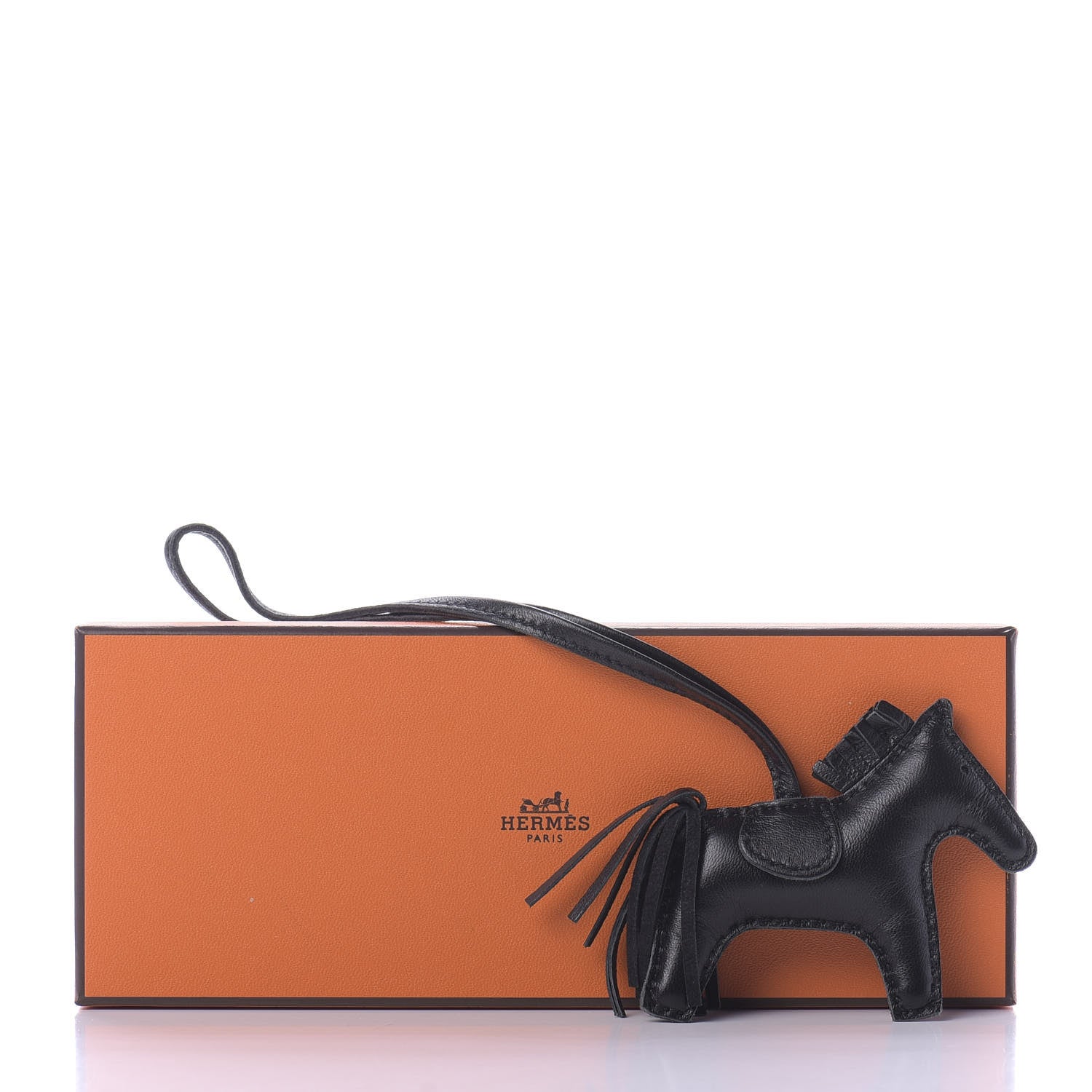 Hermes Milo Lambskin Grigri Rodeo Horse Bag Charm PM So Black 5 of 5