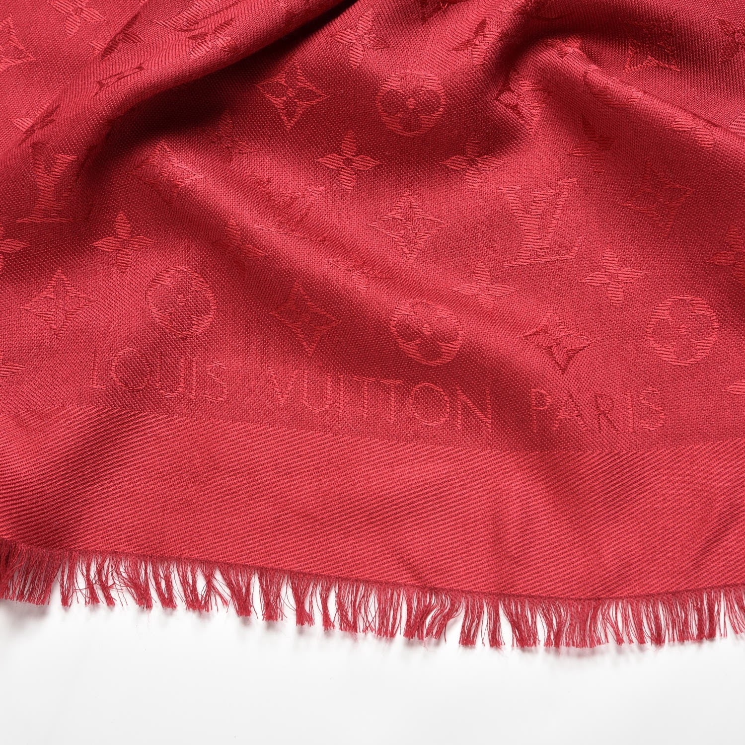 Louis Vuitton Silk Wool Monogram Shawl Pomme D'Amour 3 of 8