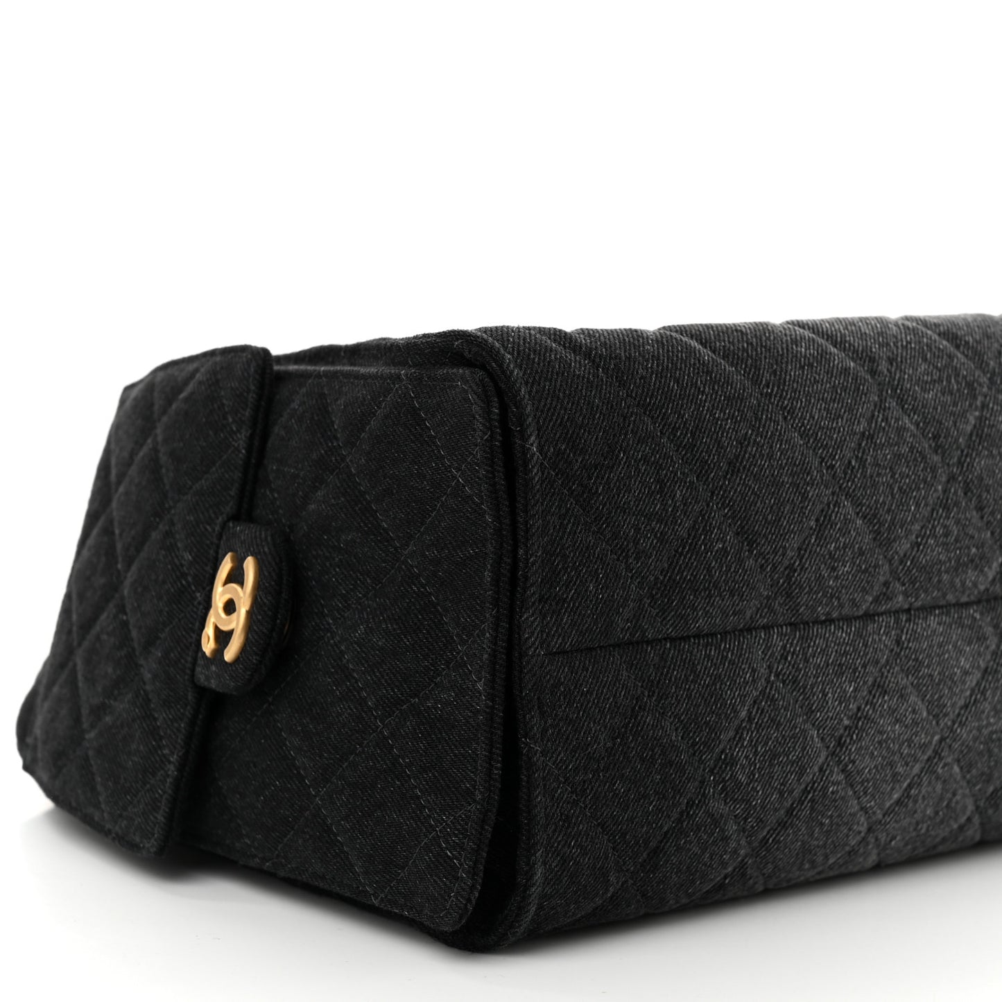 Washed Denim Quilted Small Chanel 25 Handbag Black