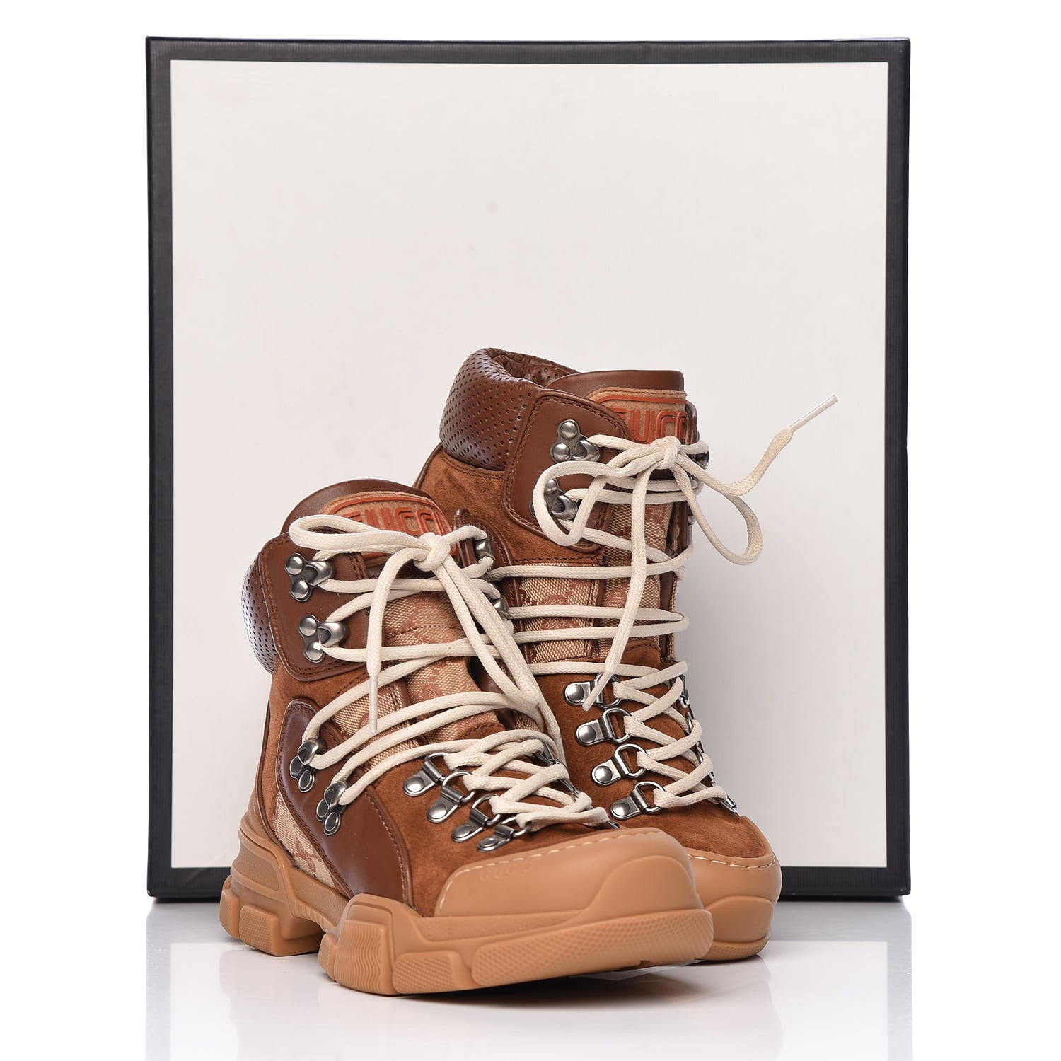 Gucci X SEGA Suede Calfskin GG Monogram Womens Flashtrek High-Top Sneakers 36.5 New Cuir Beige Ruggine 9 of 9