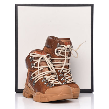 Gucci X SEGA Suede Calfskin GG Monogram Womens Flashtrek High-Top Sneakers 36.5 New Cuir Beige Ruggine 9 of 9