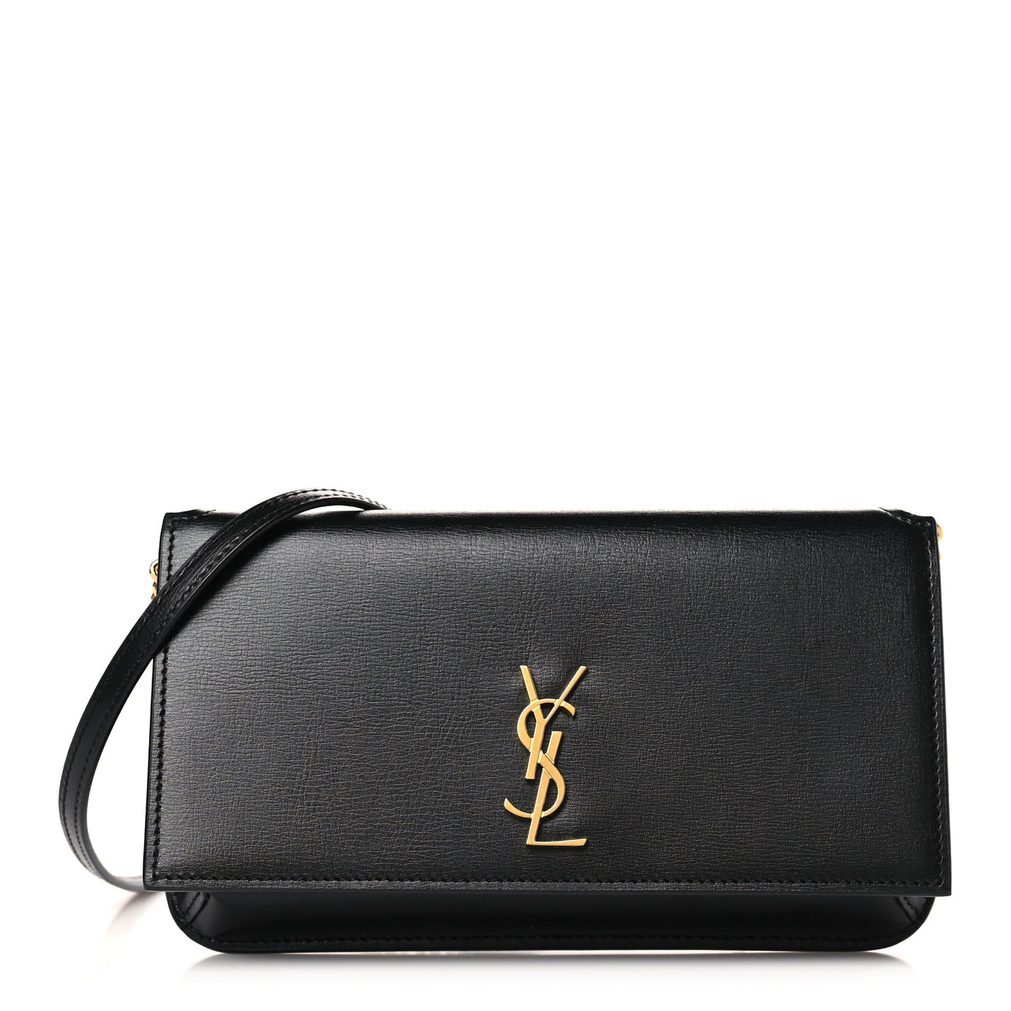 Smooth Calfskin Monogram Phone Holder Crossbody Black