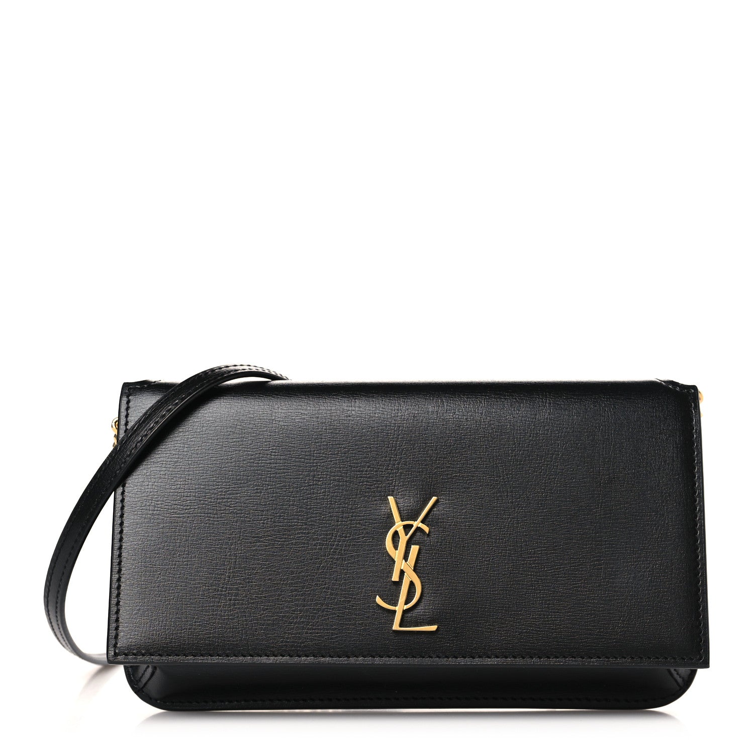 Saint Laurent Smooth Calfskin Monogram Phone Holder Crossbody Black 1 of 8