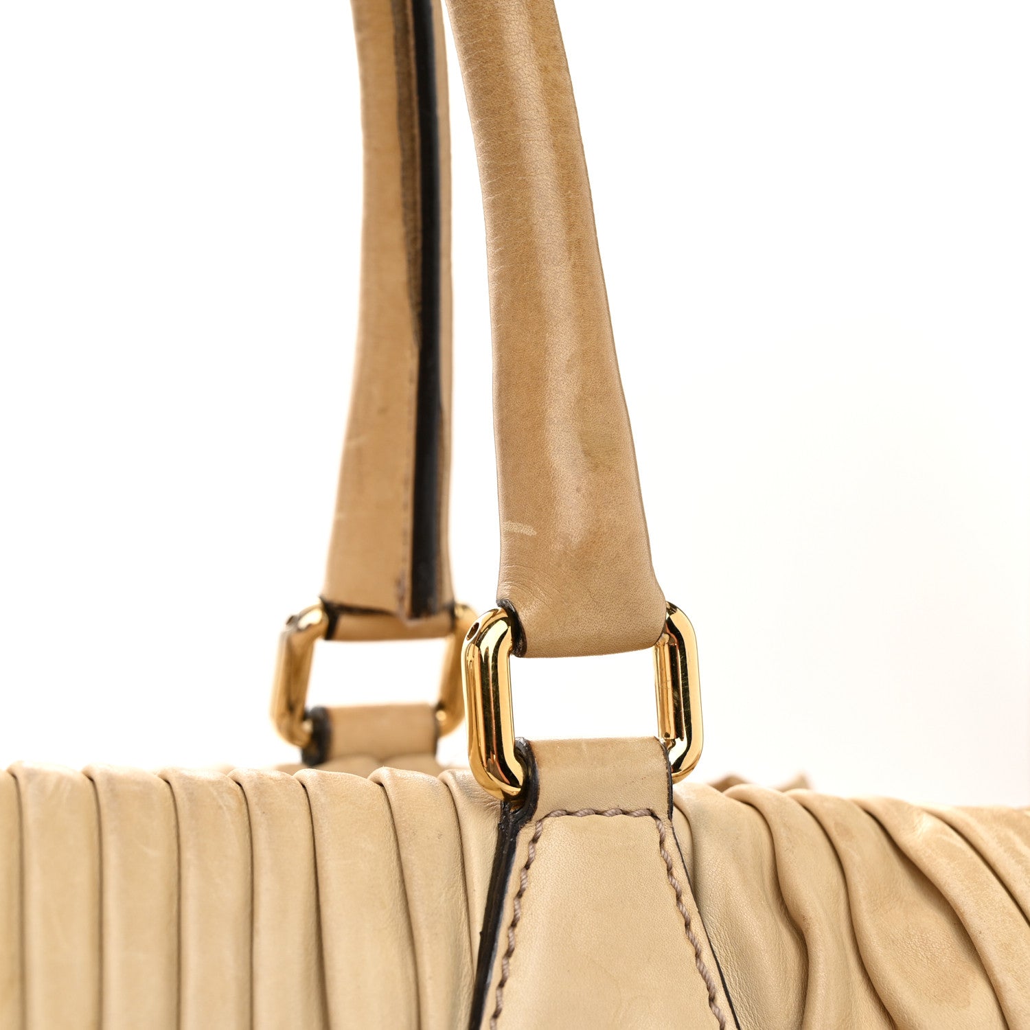 Dolce & Gabbana Calfskin Pleated Miss Gin Ruffle Bowler Tan 15 of 20
