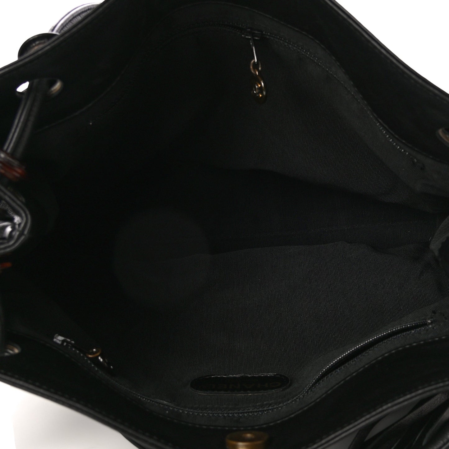 Lambskin CC Tassel Shoulder Bag Black