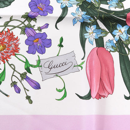 Gucci Silk Twill Flora Square Scarf Pink White 3 of 7