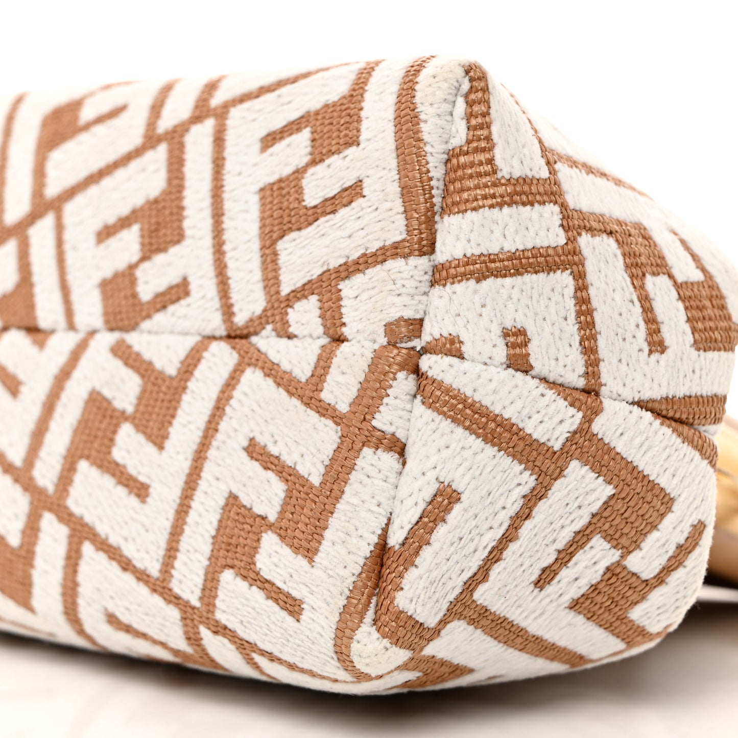 Raffia Chenille Shiny Nappa FF 1974 Small Fendi First Natural White Miele Scuro