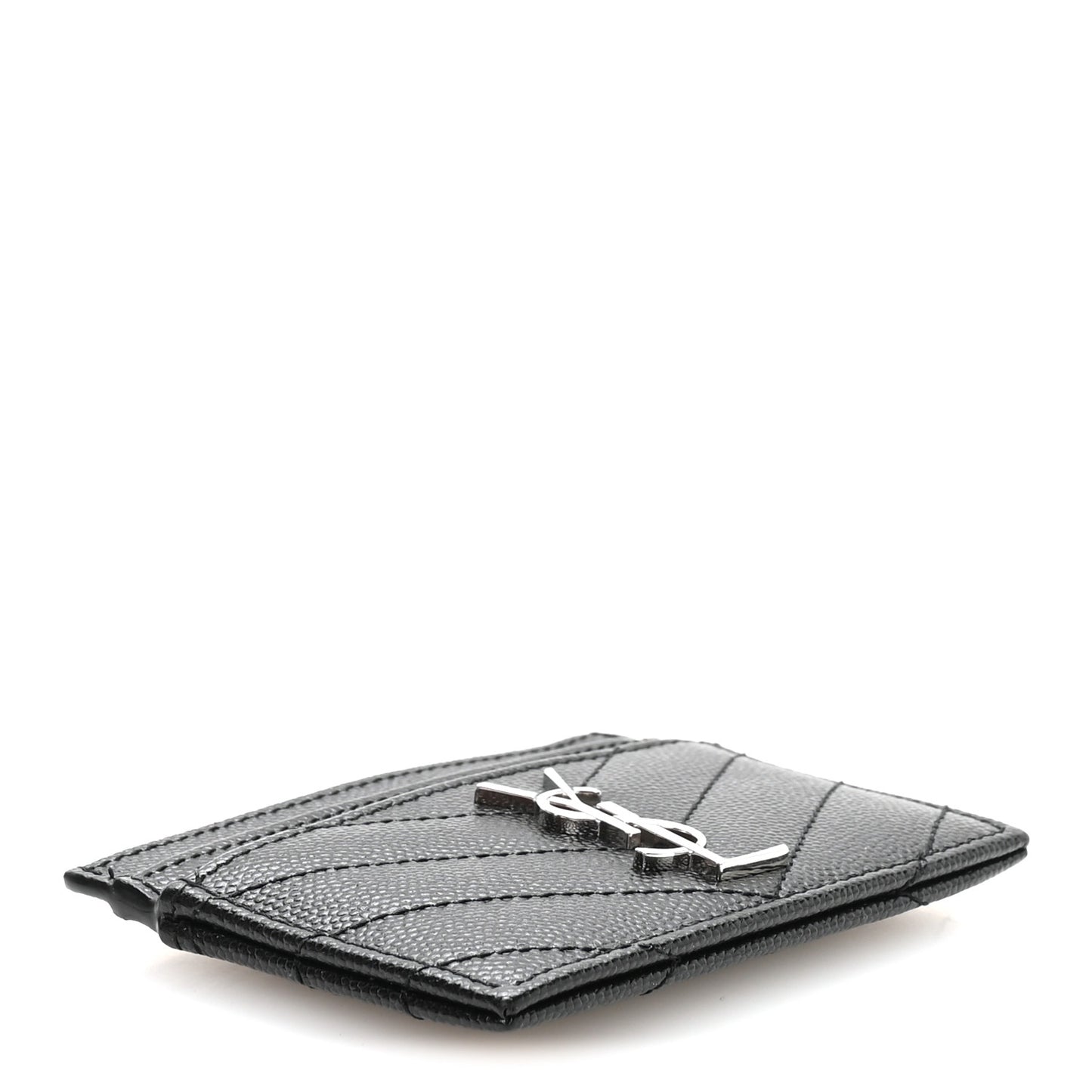 Grain De Poudre Matelasse Chevron Monogram Credit Card Case Black