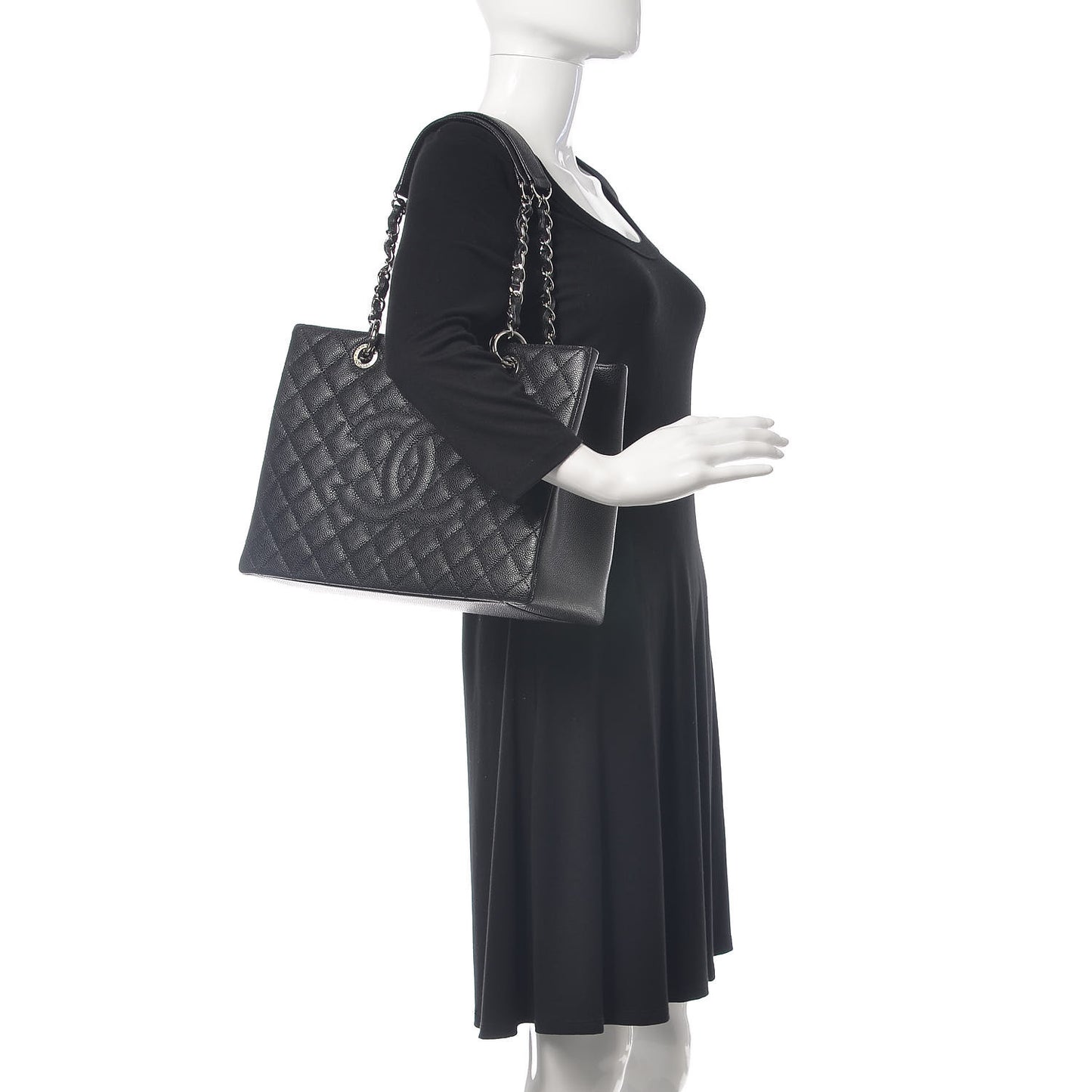 Caviar Quilted Grand Shopping Tote GST Black