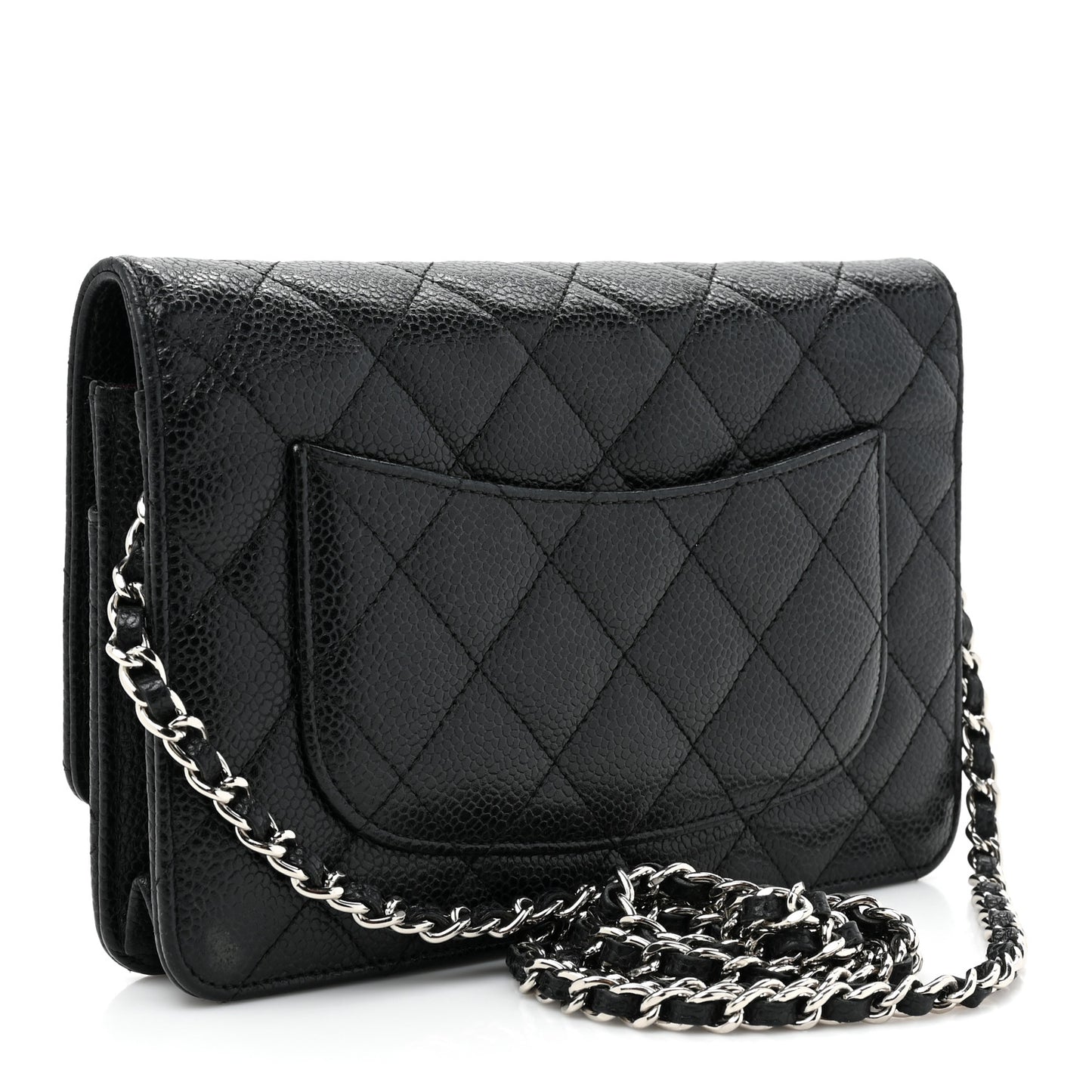 Caviar Quilted Wallet on Chain WOC Black