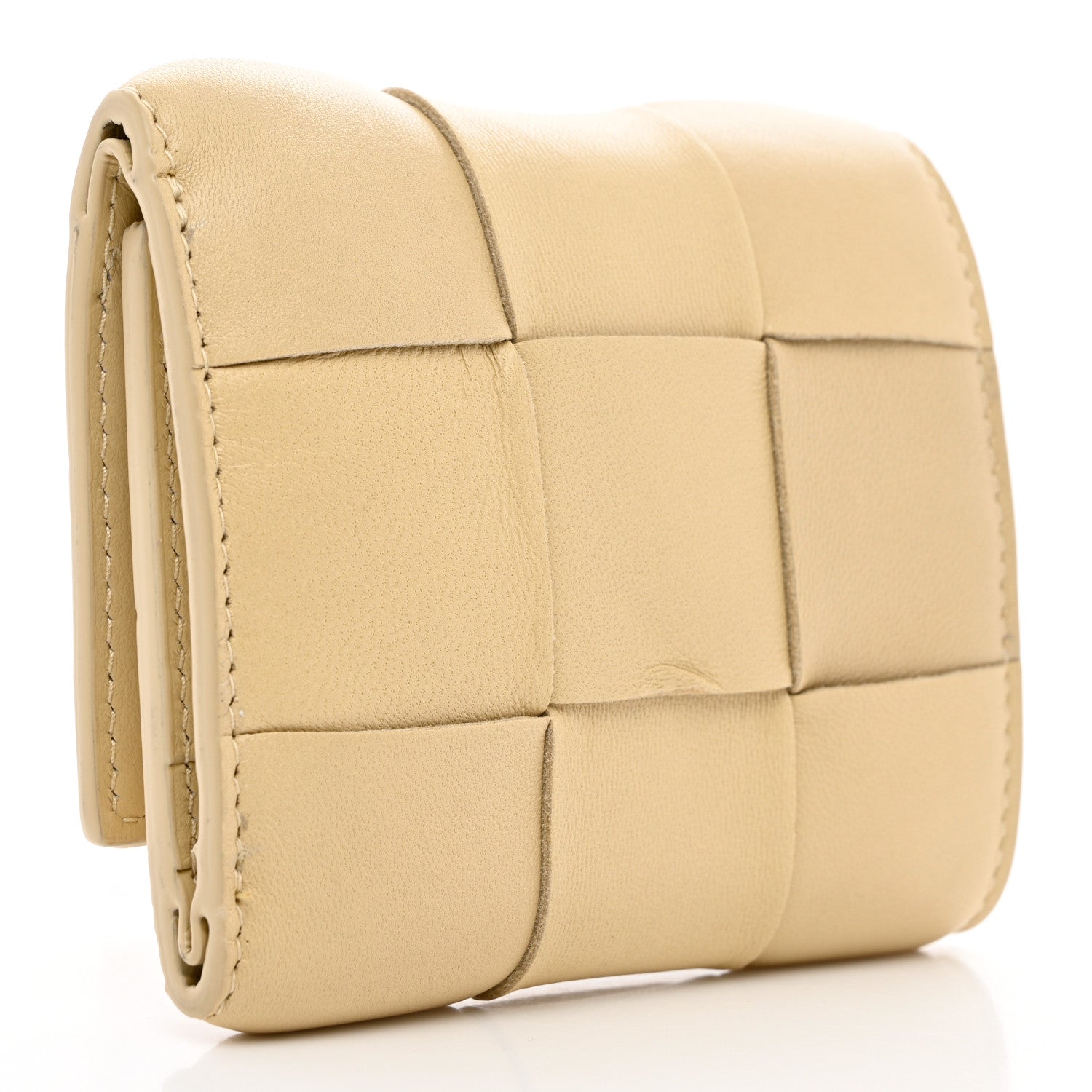 Bottega Veneta Nappa Calfskin Maxi Intrecciato Cassette Tri-Fold Wallet Porridge 3 of 10
