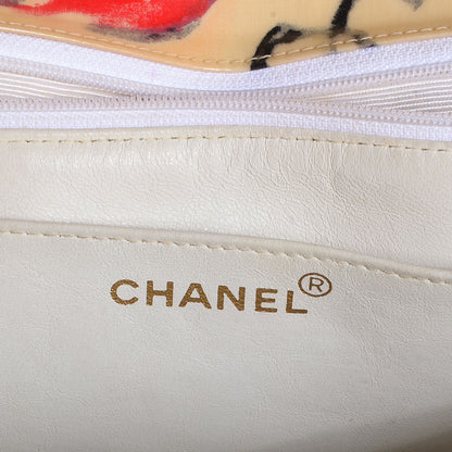 Chanel Coated Canvas Quilted Lips and Kisses Graffiti XL Jumbo Single Flap White 11 of 13