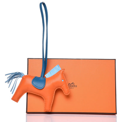 Hermes Milo Lambskin Grigri Rodeo Horse Bag Charm MM Feu Celeste Bleu Izmir 4 of 4