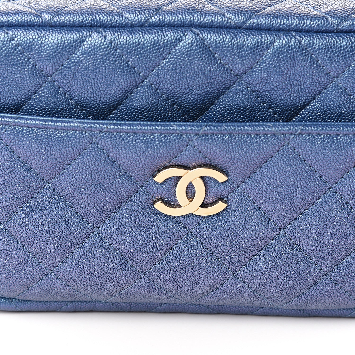 Chanel Iridescent Caviar Quilted Camera Case Blue 9 of 10