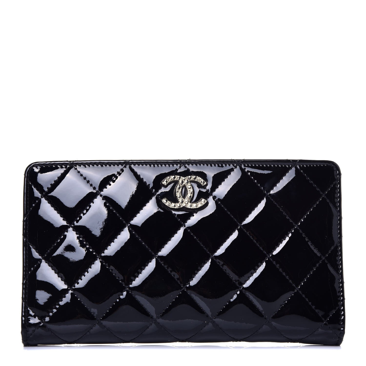 Chanel Patent Quilted Brilliant Yen Wallet Black 1 of 8