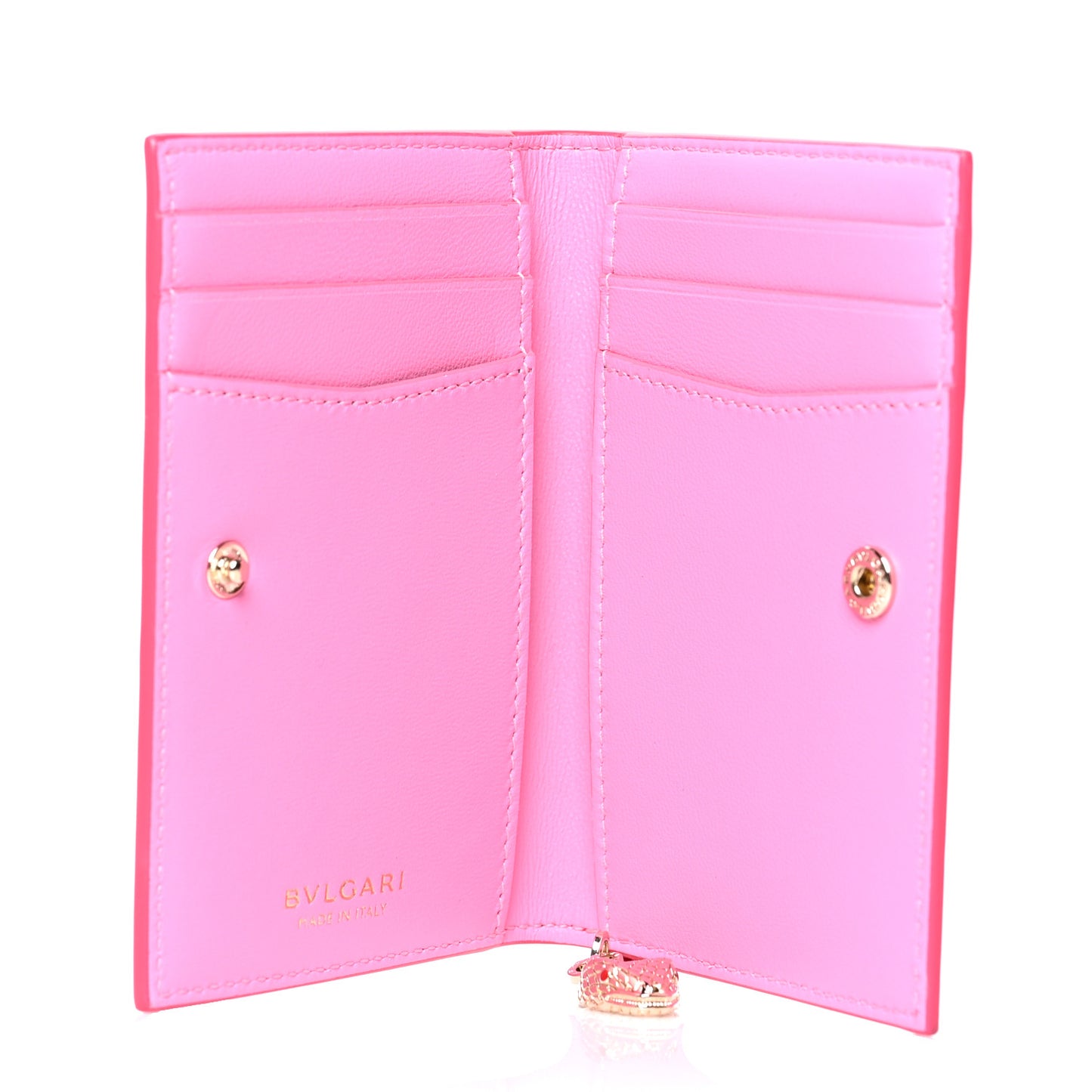 Serpenti Calfskin Card Case Fuchsia Pink