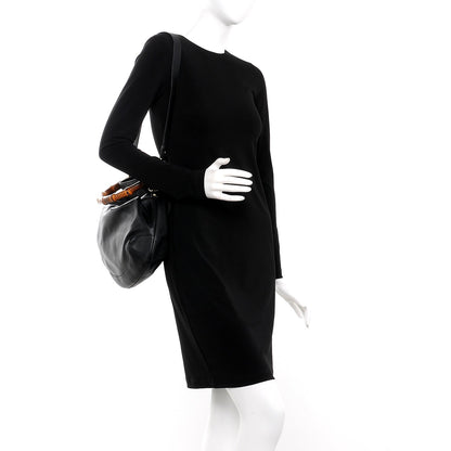 Gucci Calfskin Medium Peggy Bamboo Handle Hobo Black 2 of 7
