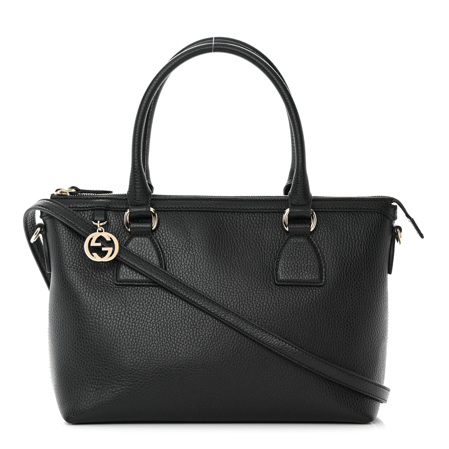 Gucci Dollar Calfskin GG Charm Satchel Black 1 of 20
