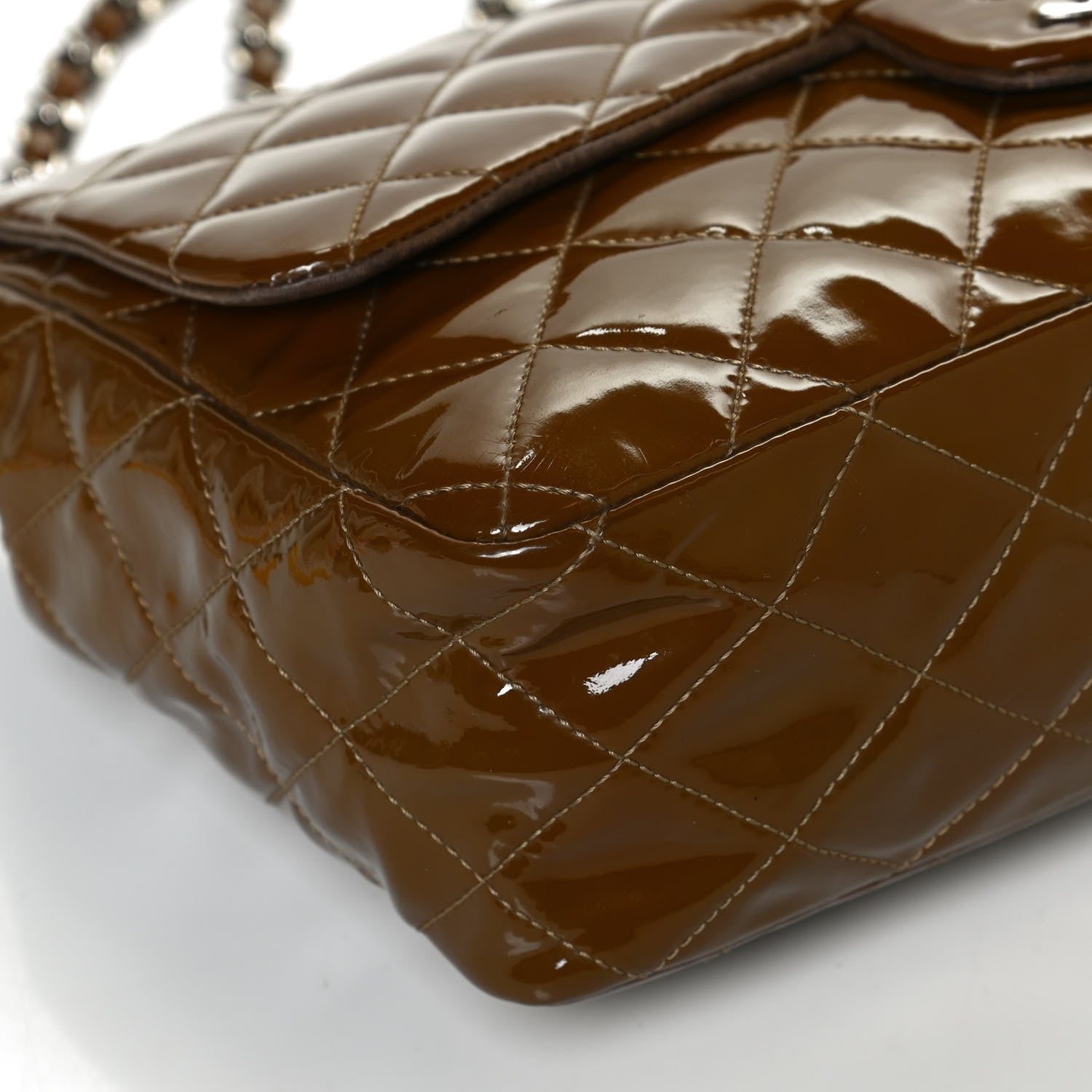 Chanel Patent Quilted Jumbo Single Flap Brown 13 of 16