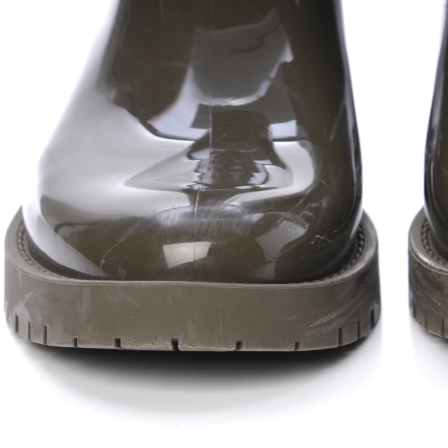 Louis Vuitton Rubber Embossed Monogram Drops Flat Half Boots 40 Kaki 8 of 14