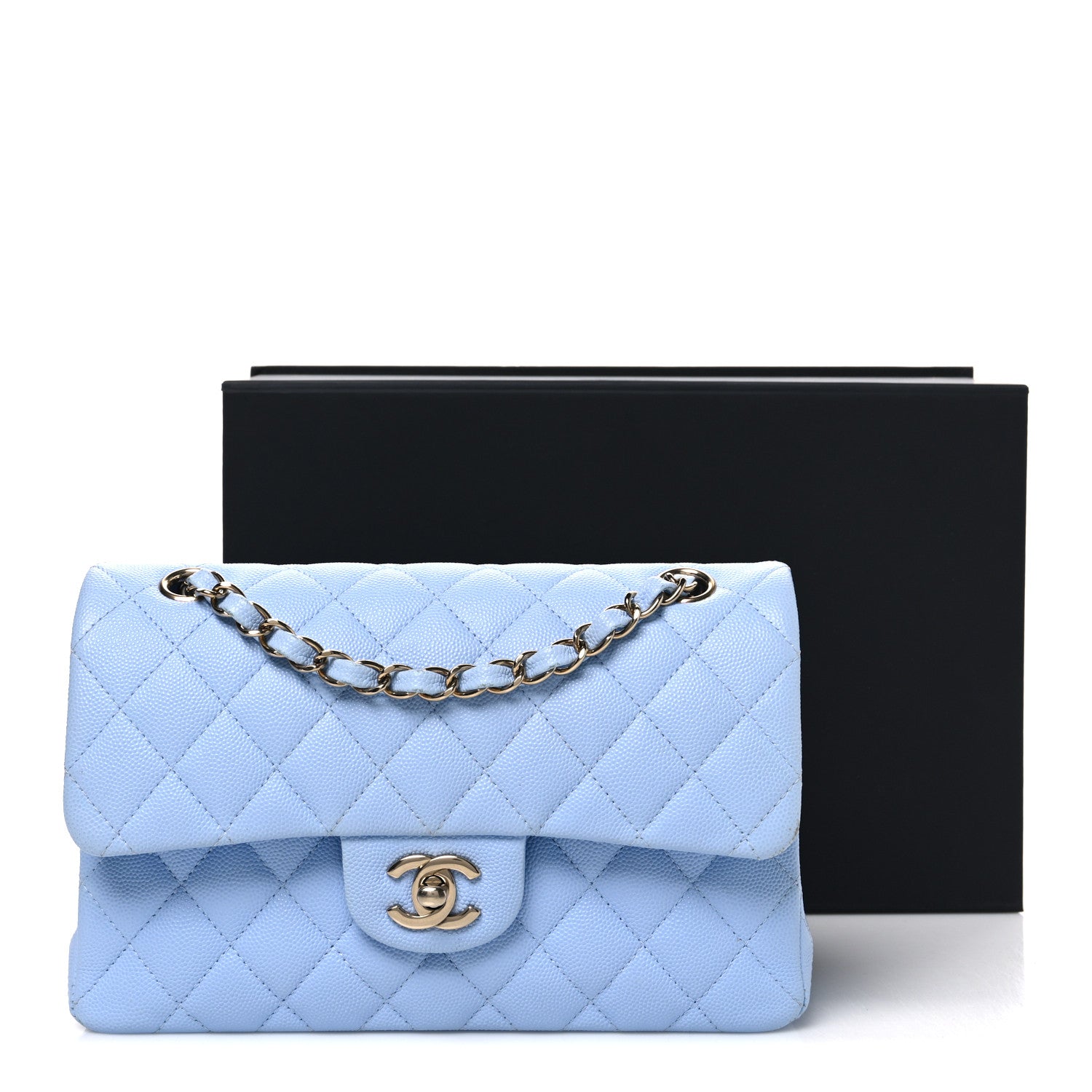 Chanel Caviar Quilted Small Double Flap Light Blue 13 of 13