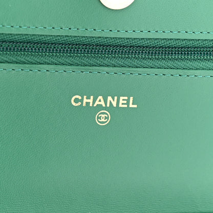 Chanel Lambskin Quilted Wallet On Chain WOC Green 6 of 11