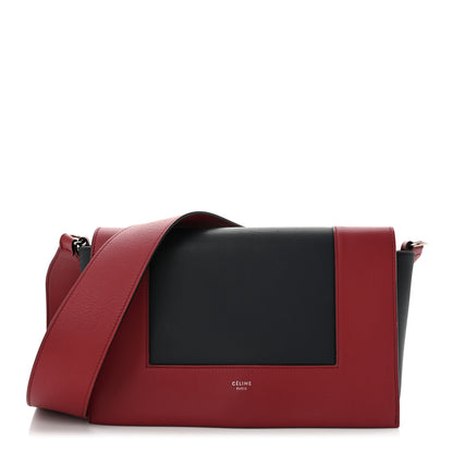 Celine Shiny Smooth Calfskin Medium Frame Shoulder Bag Red Navy 1 of 10