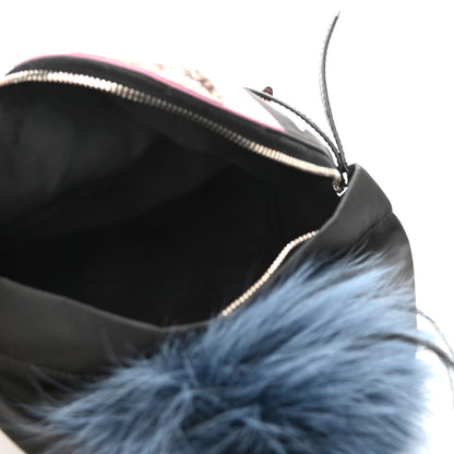 Fendi Nylon Vitello Fox Goat Fur Monster Eyes Mini Backpack Black Multicolor Sky 7 of 10