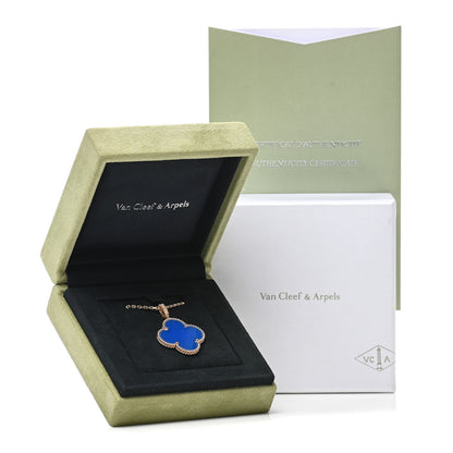 Van Cleef & Arpels 18K Yellow Gold Blue Agate Magic Alhambra Long Necklace 7 of 7