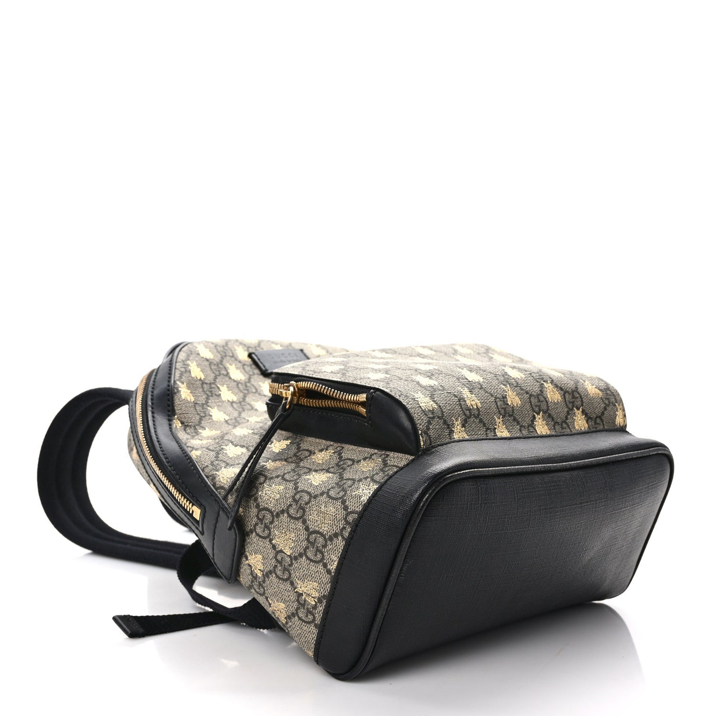GG Supreme Monogram Bees Print Small Day Backpack Beige Oro Black