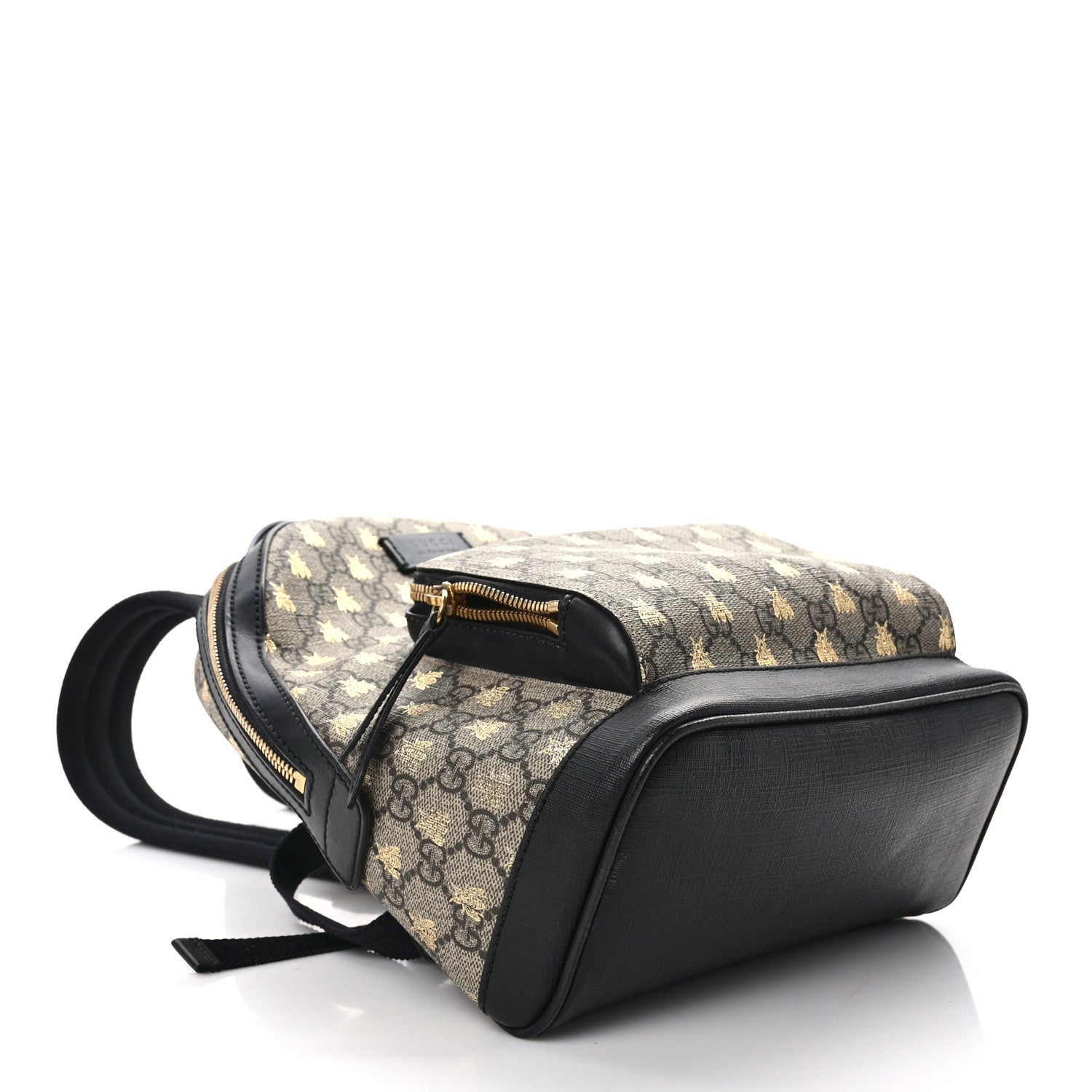 Gucci GG Supreme Monogram Bees Print Small Day Backpack Beige Oro Black 4 of 10
