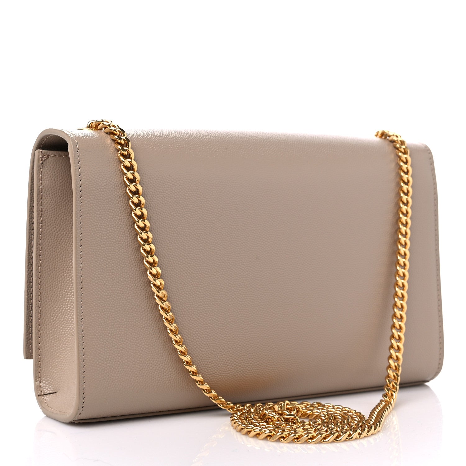 Saint Laurent Grain De Poudre Medium Monogram Kate Satchel Dark Beige 3 of 9