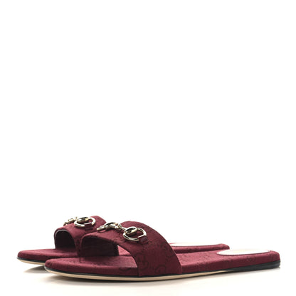 Gucci Canvas GG Monogram Horsebit Flat Slide Sandals 40.5 Rosso Ancora 4 of 10