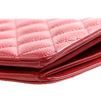 Chanel Caviar Quilted Yen Wallet Red 11 of 12