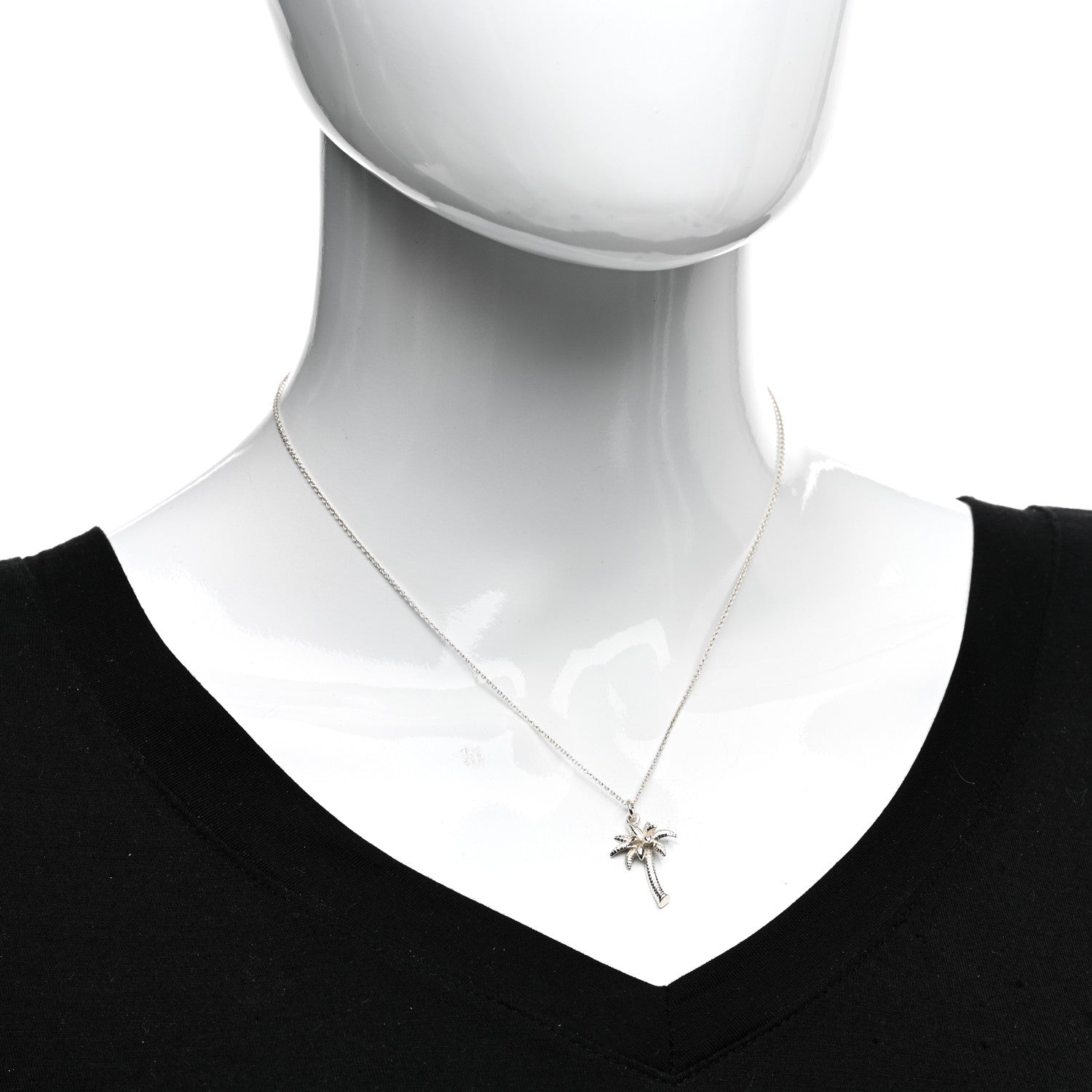 Tiffany Sterling Silver Palm Tree Pendant Necklace 2 of 4