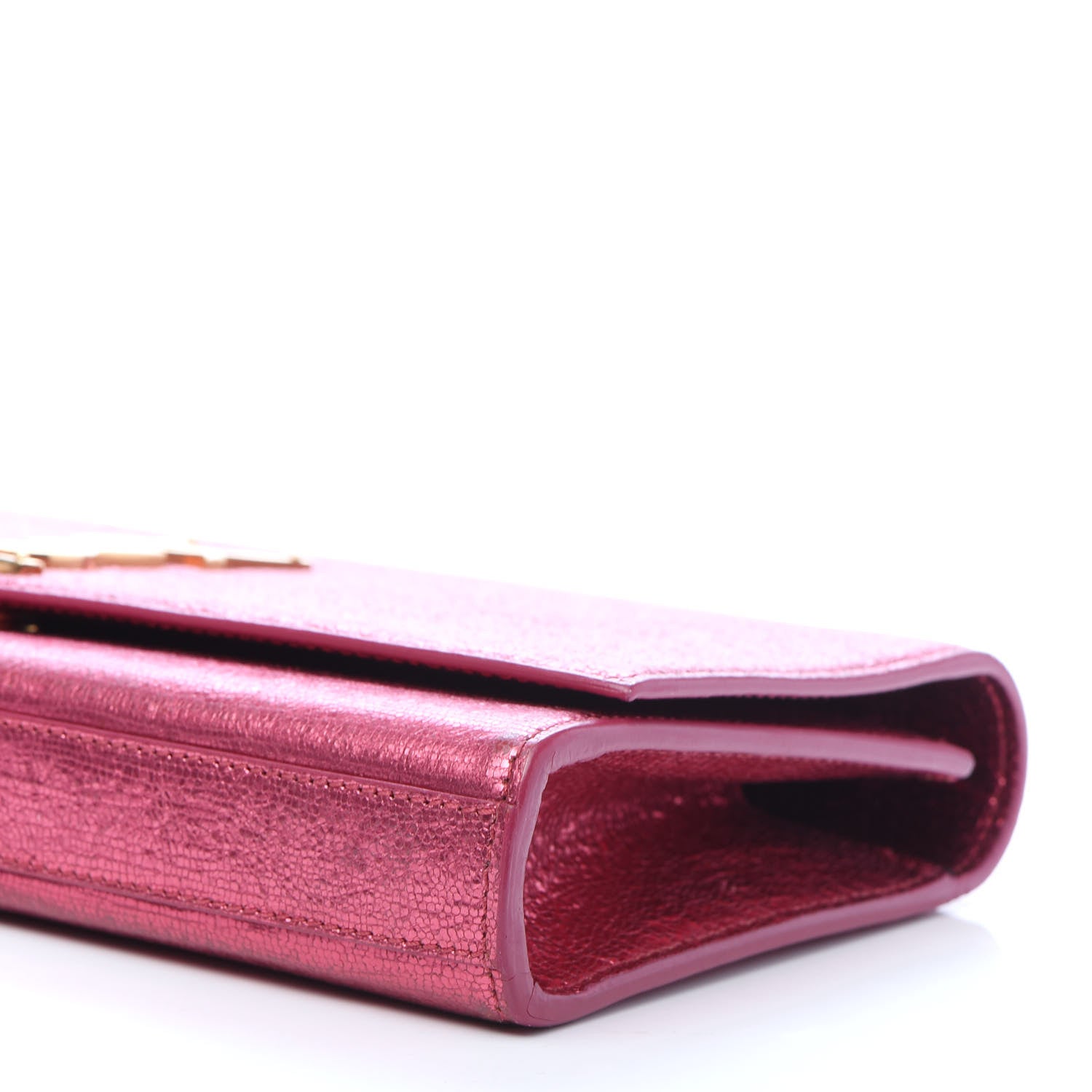 Saint Laurent Metallic Textured Calfskin Classic Monogram Cassandre Clutch Pink 7 of 9