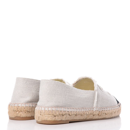 Chanel Linen CC Espadrilles 36 Beige Black 4 of 11