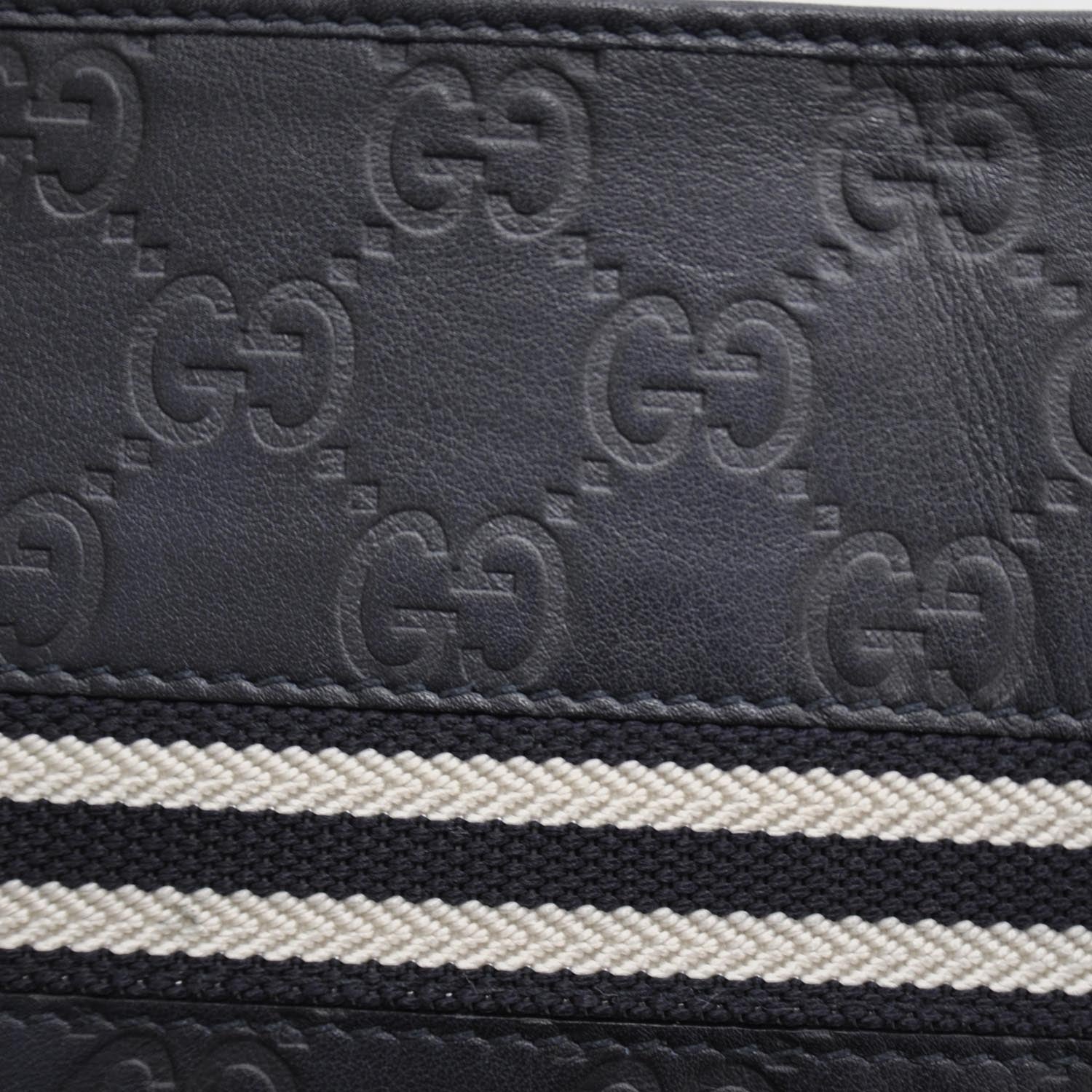 Gucci Guccissima Mens Web Bi-Fold Wallet Navy Blue 9 of 9