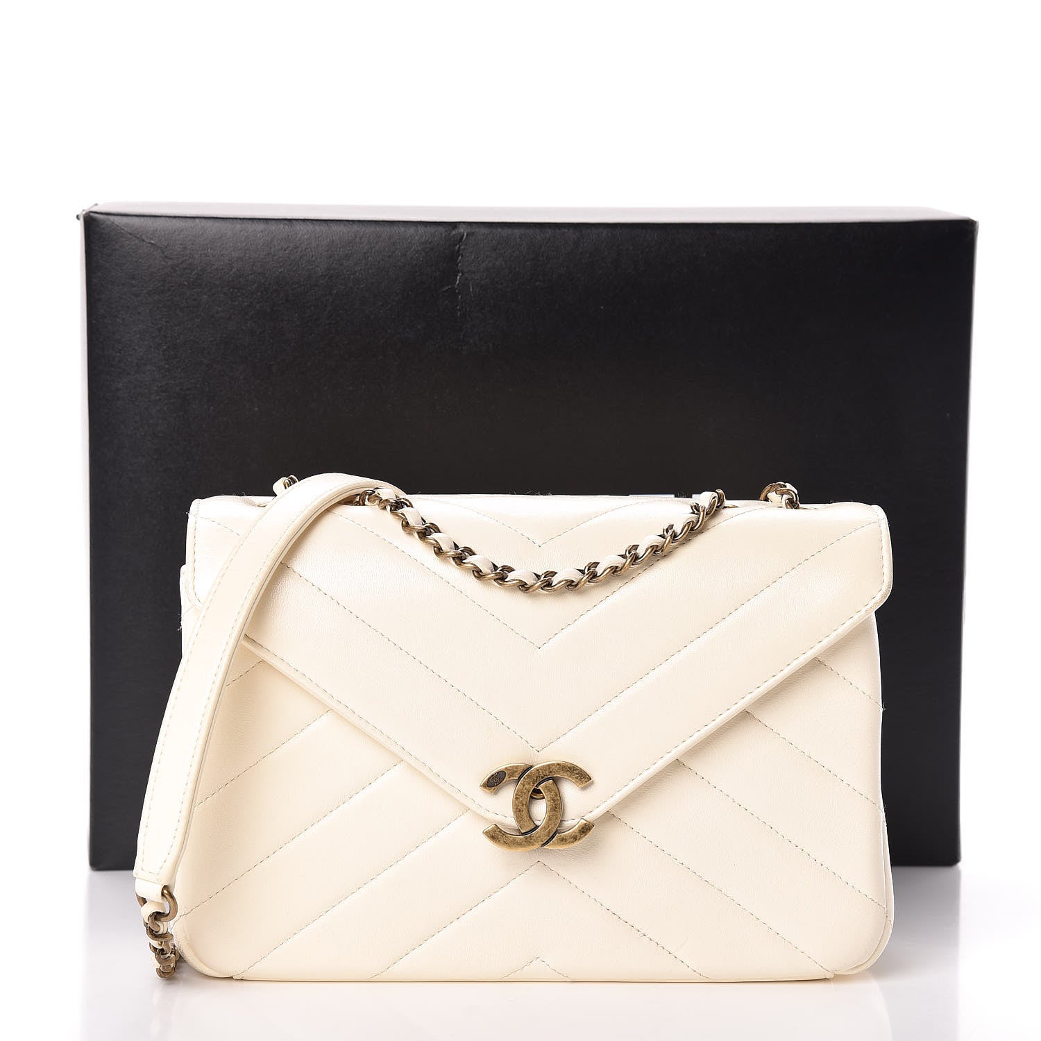 Chanel Lambskin Chevron Quilted Envelope Flap White 21 of 21
