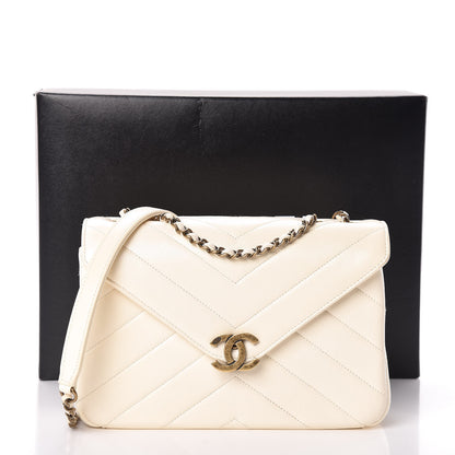 Chanel Lambskin Chevron Quilted Envelope Flap White 21 of 21