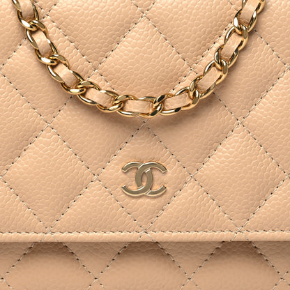 Chanel Caviar Quilted Wallet on Chain WOC Beige 9 of 12